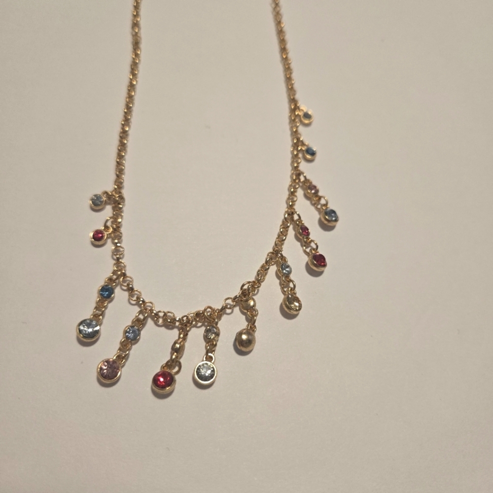 Maurices gold tone multi color rhinestone necklace